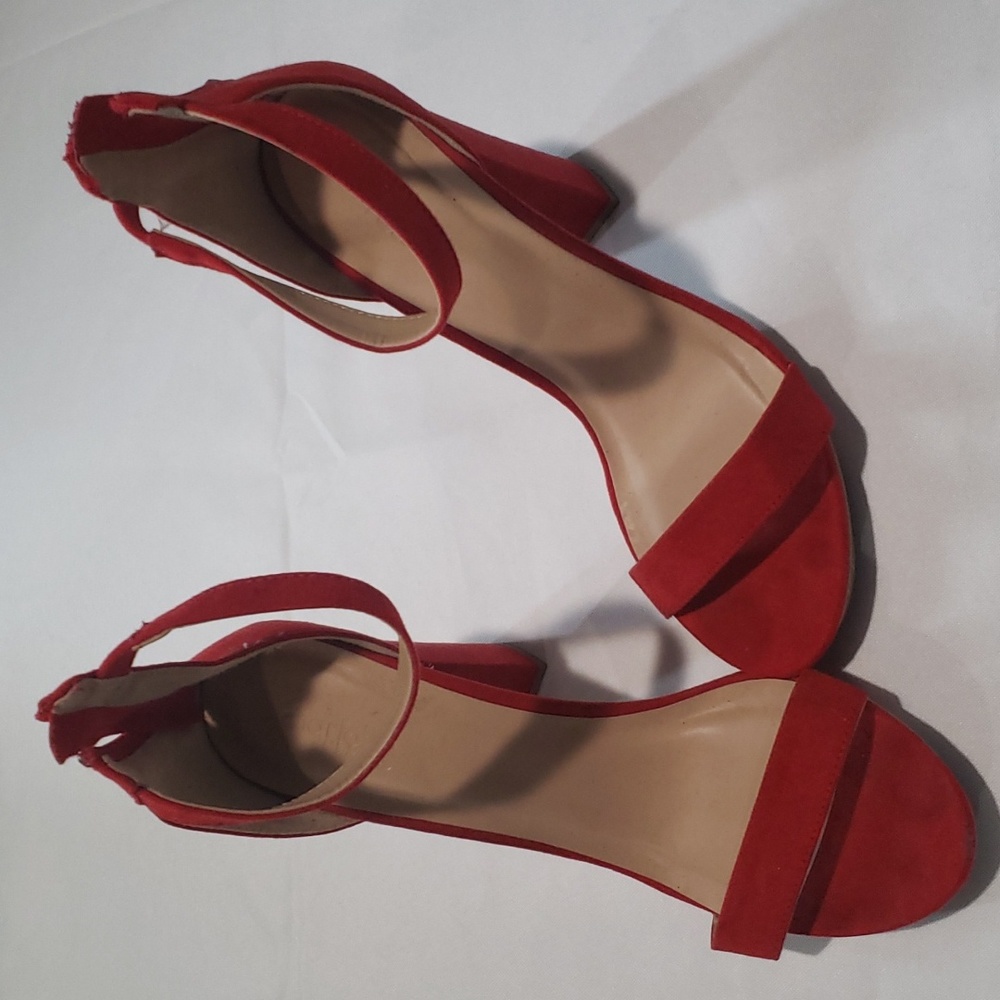 Red Open Toe Heels with Platform